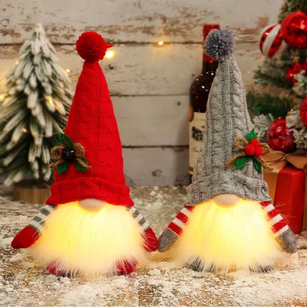 LED Light Up Christmas Gnome Set Nordic Tomte Santa Decoration Holiday Gift
